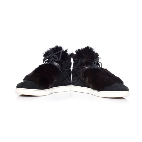 Gianvito Rossi Black Inuit fur-trimmed Suede High Top Sneakers sz 40/9.5-10 - Picture 4 of 10